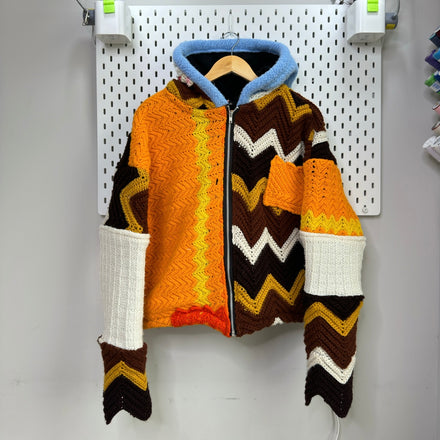 Upcycled crochet zip up hoodie [M]